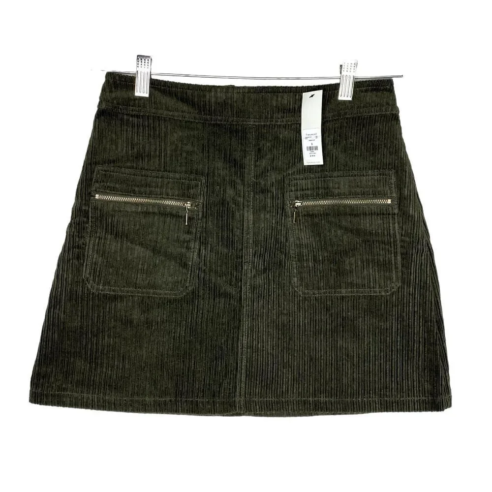 Francesca's Mi Ami Tamm Zip Corduroy Mini Skirt Green Small New Academia Fall